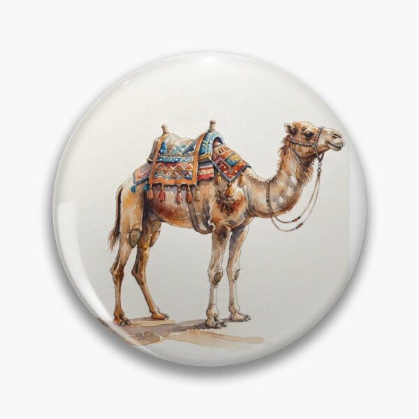 Item preview, Desert Wanderer - Arabian Camel Watercolor with saddle and background designed and sold by Fananaa.