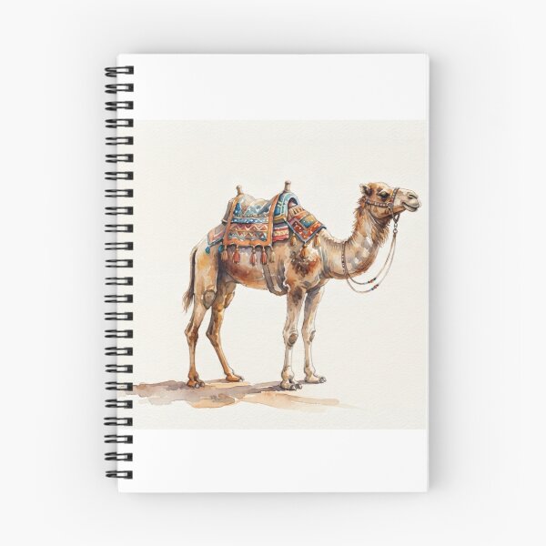 Item preview, Desert Wanderer - Arabian Camel Watercolor with saddle and background designed and sold by Fananaa.
