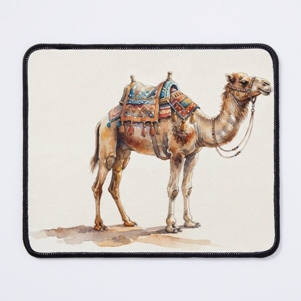 Item preview, Desert Wanderer - Arabian Camel Watercolor with saddle and background designed and sold by Fananaa.