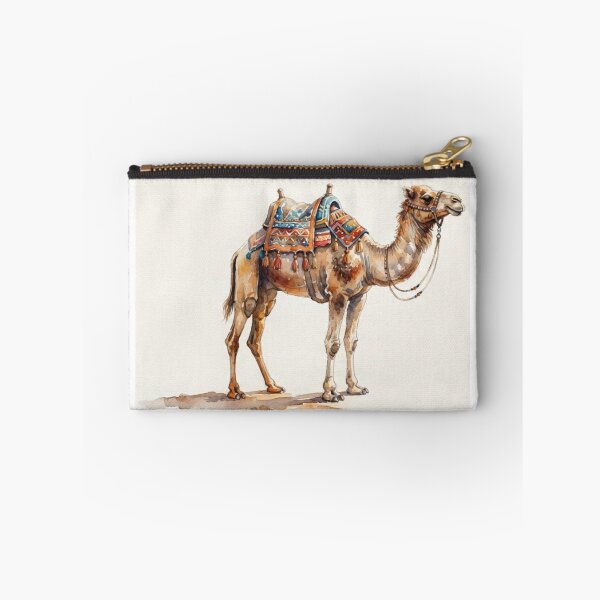 Item preview, Desert Wanderer - Arabian Camel Watercolor with saddle and background designed and sold by Fananaa.
