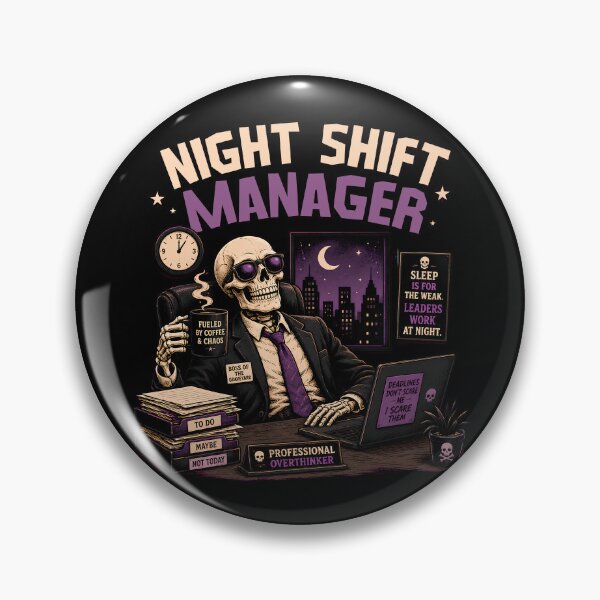 Item preview, Night Shift Manager – Funny Skeleton Office Humor Halloween Design designed and sold by SVALANART.