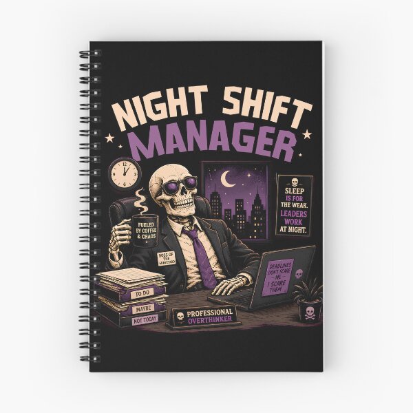 Item preview, Night Shift Manager – Funny Skeleton Office Humor Halloween Design designed and sold by SVALANART.