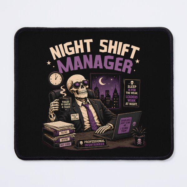 Item preview, Night Shift Manager – Funny Skeleton Office Humor Halloween Design designed and sold by SVALANART.
