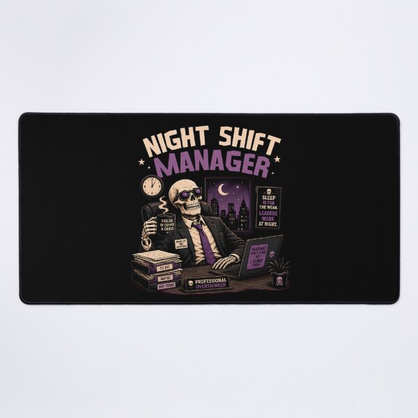 Item preview, Night Shift Manager – Funny Skeleton Office Humor Halloween Design designed and sold by SVALANART.