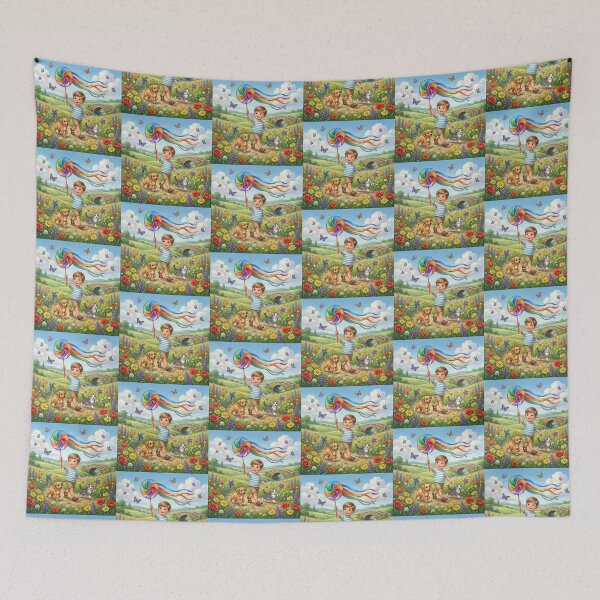 Item preview, Child's walk in a blooming nature scene. designed and sold by JoyNest = "The nest of joy".