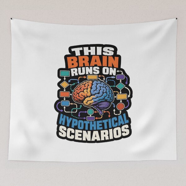 Item preview, This Brain Runs on Hypothetical Scenarios Neuroscience Humor designed and sold by ColeLaniTrading.