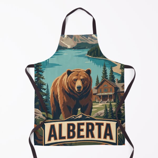 Item preview, ALBERTA Vintage Travel Illustration - Massive Grizzly Standing in a Mountain Valley designed and sold by ZUMERI.