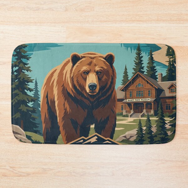Item preview, ALBERTA Vintage Travel Illustration - Massive Grizzly Standing in a Mountain Valley designed and sold by ZUMERI.