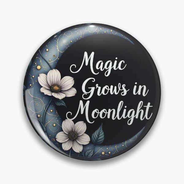 Item preview, Magic Grows in Moonlight Crescent Moon Floral Botanical Witch Aesthetic Quote  designed and sold by Connys Colorful World.
