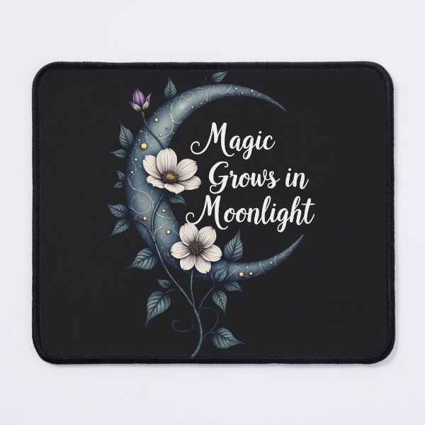 Item preview, Magic Grows in Moonlight Crescent Moon Floral Botanical Witch Aesthetic Quote designed and sold by Connys Colorful World.