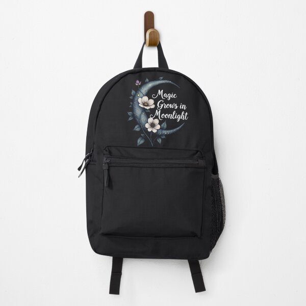 Item preview, Magic Grows in Moonlight Crescent Moon Floral Botanical Witch Aesthetic Quote designed and sold by Connys Colorful World.