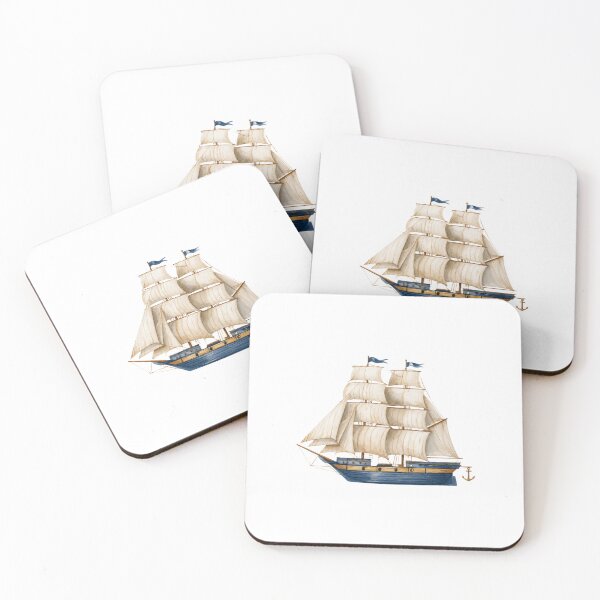 Item preview, Vintage Nautical Sailing Ship Watercolor Illustration designed and sold by Ramona-Gliga.