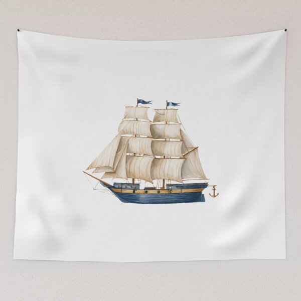 Item preview, Vintage Nautical Sailing Ship Watercolor Illustration designed and sold by Ramona-Gliga.