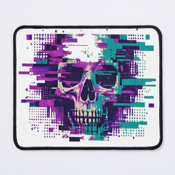 Item preview, Purple Teal Glitch Skull Pixel designed and sold by puzzell.