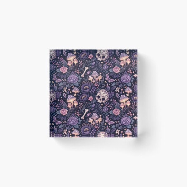 Item preview, Midnight Floral Skulls Nature Bones Pattern designed and sold by Thai Vibe Studio.