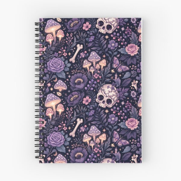Item preview, Midnight Floral Skulls Nature Bones Pattern designed and sold by Thai Vibe Studio.