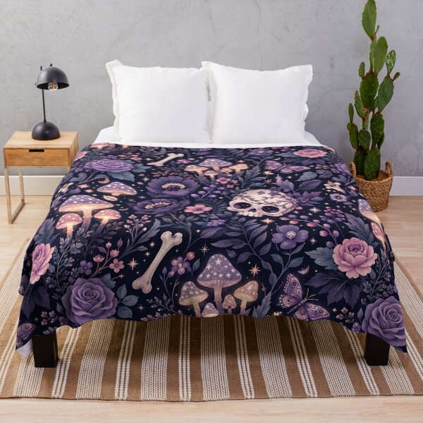 Item preview, Midnight Floral Skulls Nature Bones Pattern designed and sold by Thai Vibe Studio.