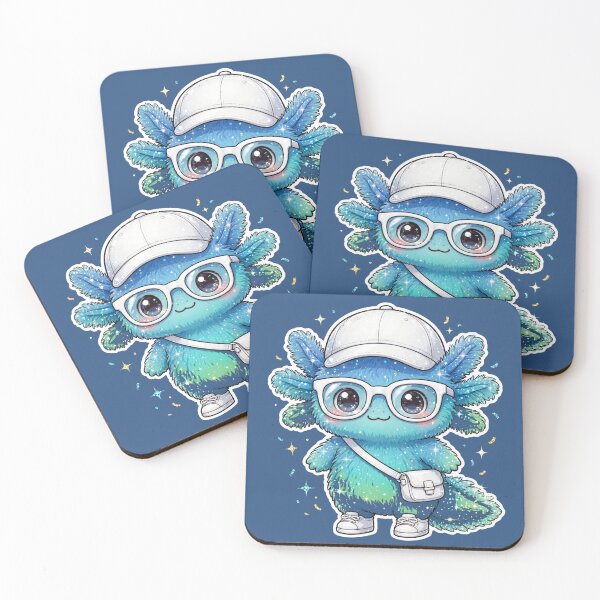 Item preview, Ocean Blue Axolotl - Teal Green Ombre Kawaii Fashion Axolotl with Sunglasses designed and sold by PrettyCrypt.