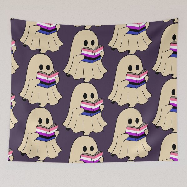 Item preview, Genderfluid Halloween Ghost Reading Book designed and sold by Cannaxes Studio.