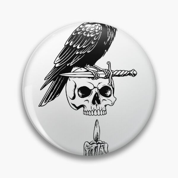Item preview, Gothic Raven Skull Candle and Dagger Tattoo designed and sold by DearBunnyArt.