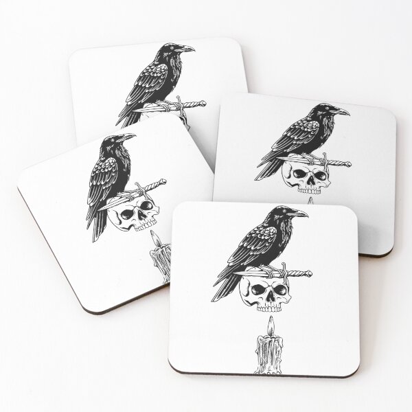Item preview, Gothic Raven Skull Candle and Dagger Tattoo designed and sold by DearBunnyArt.