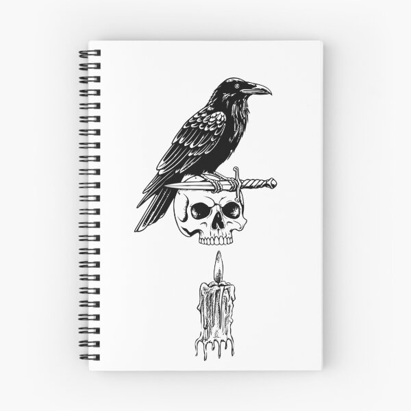 Item preview, Gothic Raven Skull Candle and Dagger Tattoo designed and sold by DearBunnyArt.