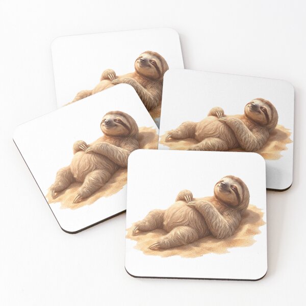 Item preview, Beach Sloth Lounging on the Sand – Lazy Summer Vacation Vibes Illustration designed and sold by Quiet Joy Studio.