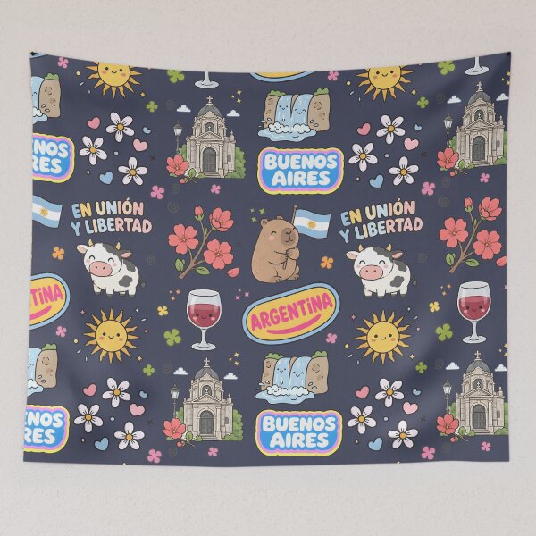 Item preview, Argentina Cute Collage Pastel Seamless Pattern designed and sold by HowToCanadian.