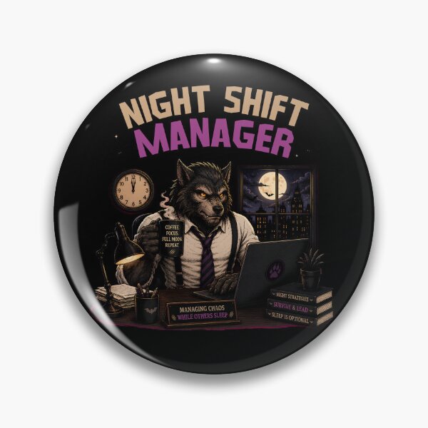 Item preview, Night Shift Manager – Werewolf Night Shift Office Humor Halloween Design designed and sold by SVALANART.
