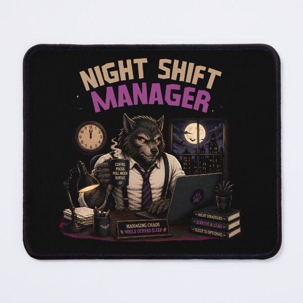 Item preview, Night Shift Manager – Werewolf Night Shift Office Humor Halloween Design designed and sold by SVALANART.