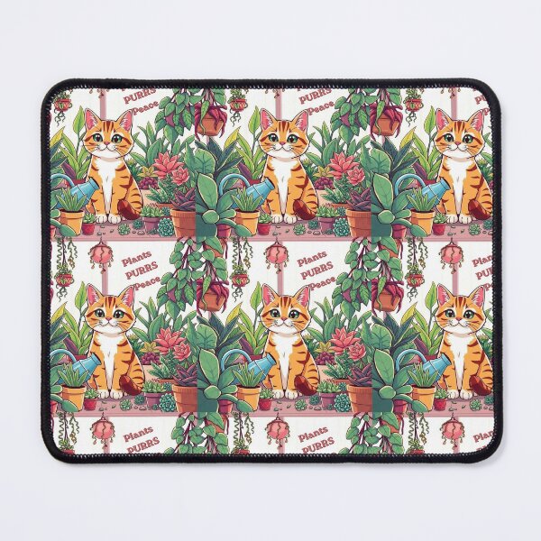 Item preview, Cute Cat Among Plants – Plants Purrs Peace designed and sold by GehanPrints.