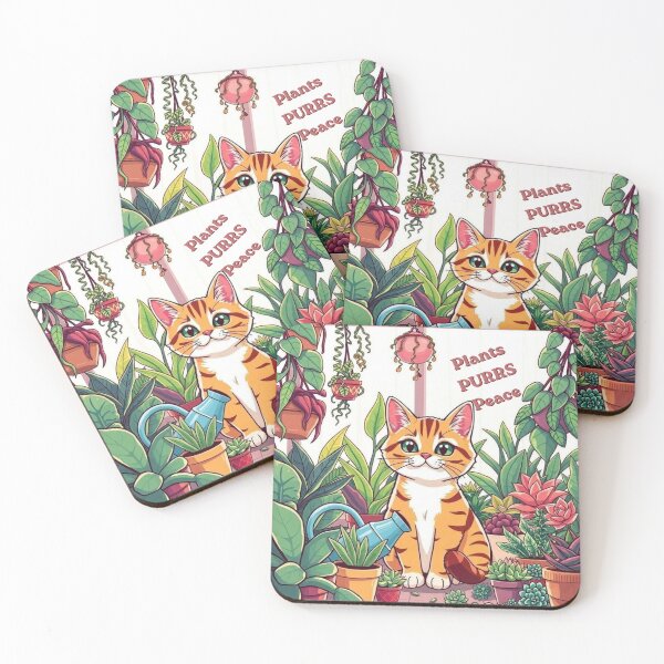 Item preview, Cute Cat Among Plants – Plants Purrs Peace designed and sold by GehanPrints.