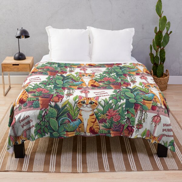 Item preview, Cute Cat Among Plants – Plants Purrs Peace designed and sold by GehanPrints.