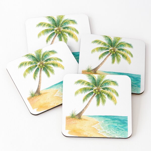 Item preview, tropical palm tree on beach design designed and sold by introvertarts.