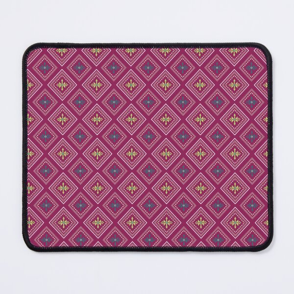 Item preview, Thai Diamond Cross Seamless Pattern Magenta Gold Traditional Thai Geometric Motif Fabric Design designed and sold by KOPatternCo.