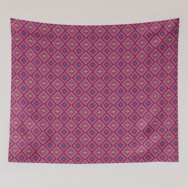 Item preview, Thai Diamond Cross Seamless Pattern Magenta Gold Traditional Thai Geometric Motif Fabric Design designed and sold by KOPatternCo.
