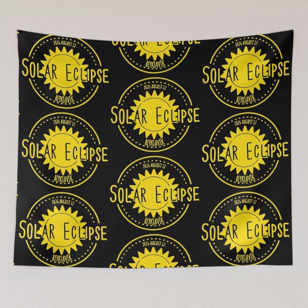 Item preview, Reykjavík Iceland 2026 august 12 Solar Eclipse yellow color design designed and sold by EmeraldeaArt.