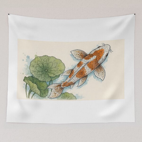Item preview, Mandala Koi Fish with Lotus Leaves | Japanese Animal Mandala Art | Ornamental Koi Illustration | Zen Nature Wall Art designed and sold by suryabumblee.