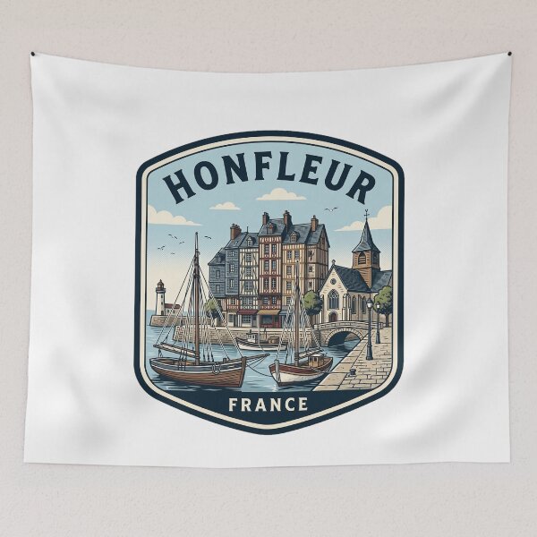 Item preview, Honfleur France Vintage Harbor Retro Travel Badge designed and sold by k3rstman1.