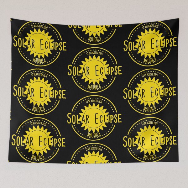 Item preview, Mallorca Spain 2026 august 12 Solar Eclipse yellow color design designed and sold by EmeraldeaArt.