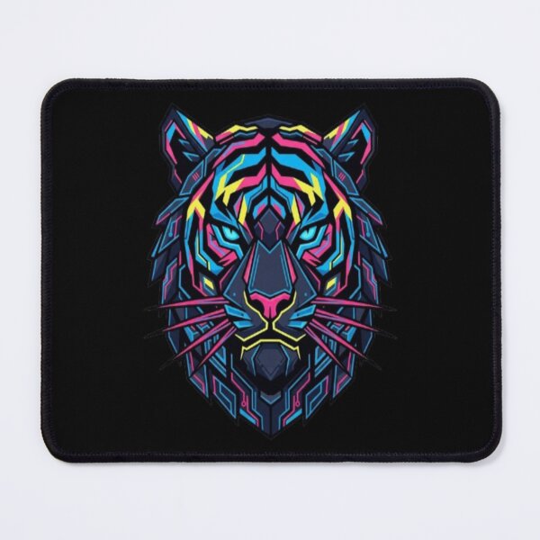 Item preview, Neon Geometric Tiger Face and Synthwave Art designed and sold by DailySparks.