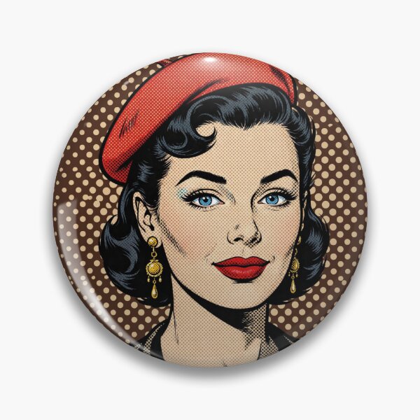 Item preview, Vintage Red Beret Girl Sepia Brown Background Pop Art designed and sold by MAISON SYLVIE.