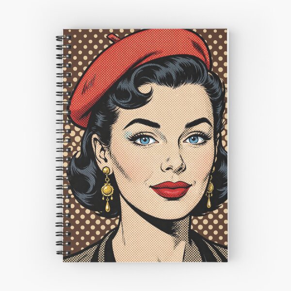 Item preview, Vintage Red Beret Girl Sepia Brown Background Pop Art designed and sold by MAISON SYLVIE.