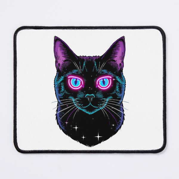 Item preview, Vaporwave Black Cat | Holographic Neon Gothic Synthwave Cat Art designed and sold by virtuallubid.