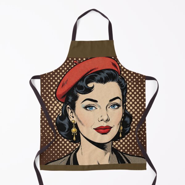 Item preview, Vintage Red Beret Girl Sepia Brown Background Pop Art designed and sold by MAISON SYLVIE.