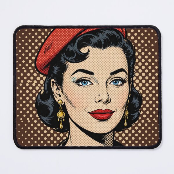 Item preview, Vintage Red Beret Girl Sepia Brown Background Pop Art designed and sold by MAISON SYLVIE.