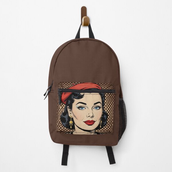 Item preview, Vintage Red Beret Girl Sepia Brown Background Pop Art designed and sold by MAISON SYLVIE.