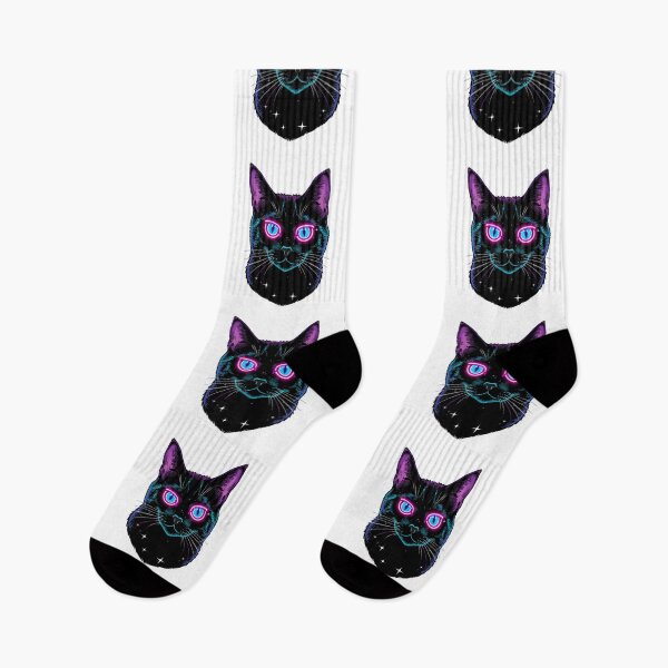 Item preview, Vaporwave Black Cat | Holographic Neon Gothic Synthwave Cat Art designed and sold by virtuallubid.