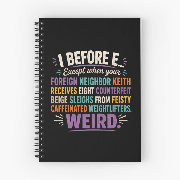 Item preview, I before E, American English Language Witty Teacher Student Pun, Colorful Text designed and sold by Lotta Luxxa Lifestyle.