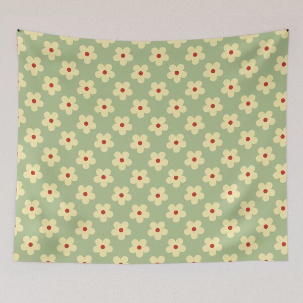 Item preview, Sage Green Retro Floral Pattern | Vintage Green and Cream Flowers | Cottagecore Botanical Pattern | Preppy Matcha and Banana Cream Daisies | Soft Sage and Cream Daisy Floral Pattern designed and sold by VivaFy.
